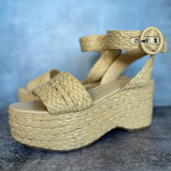 Espadrilles wedges natural tan sandals vacation shoes boho - Picture 11 of 13